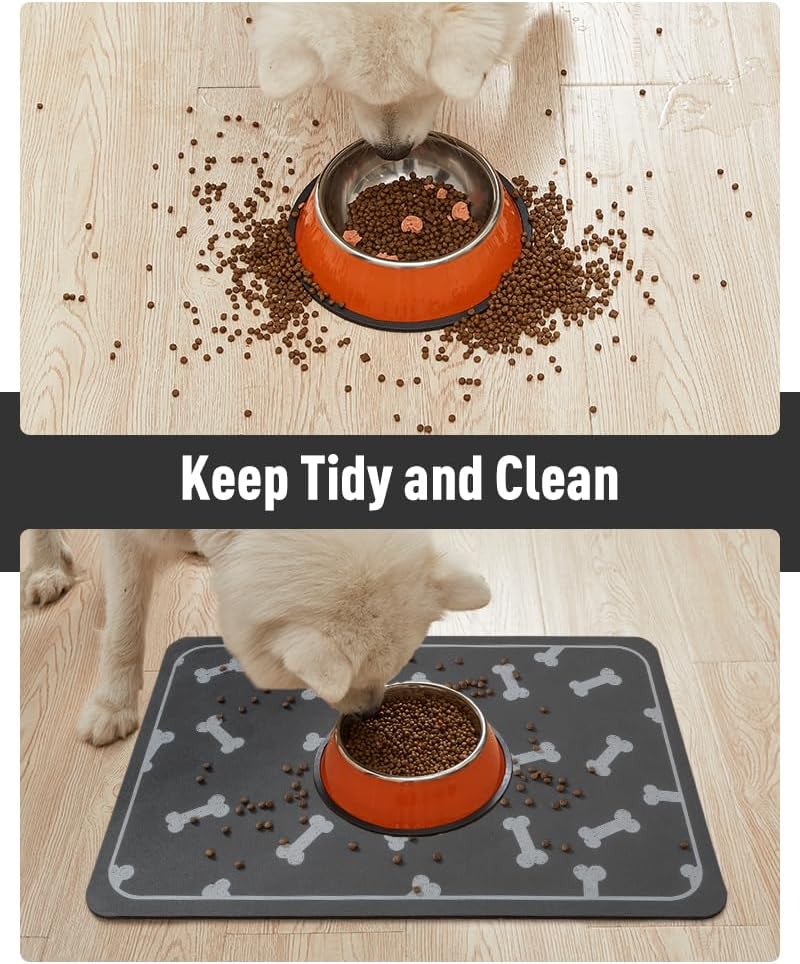 Pet Feeding Mat-Absorbent Dog Mat for Food and Water Bowl