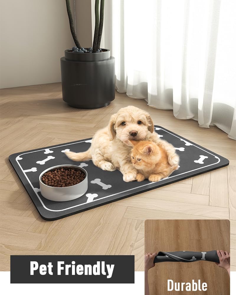 Pet Feeding Mat-Absorbent Dog Mat for Food and Water Bowl