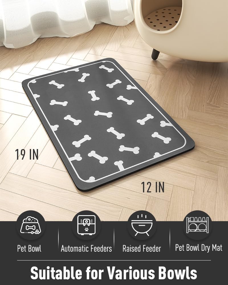 Pet Feeding Mat-Absorbent Dog Mat for Food and Water Bowl