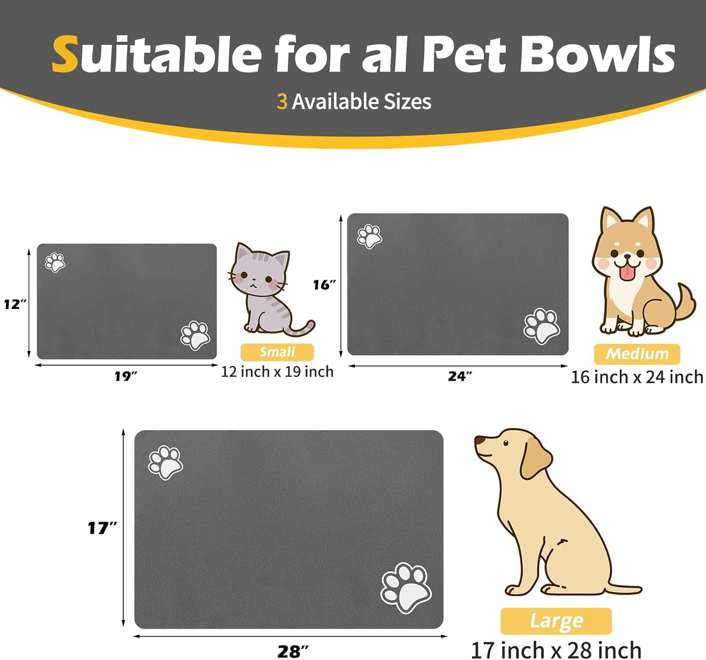 Pet Feeding Mat-Absorbent Dog Mat for Food and Water Bowl-Dog Accessories Pet Supplies