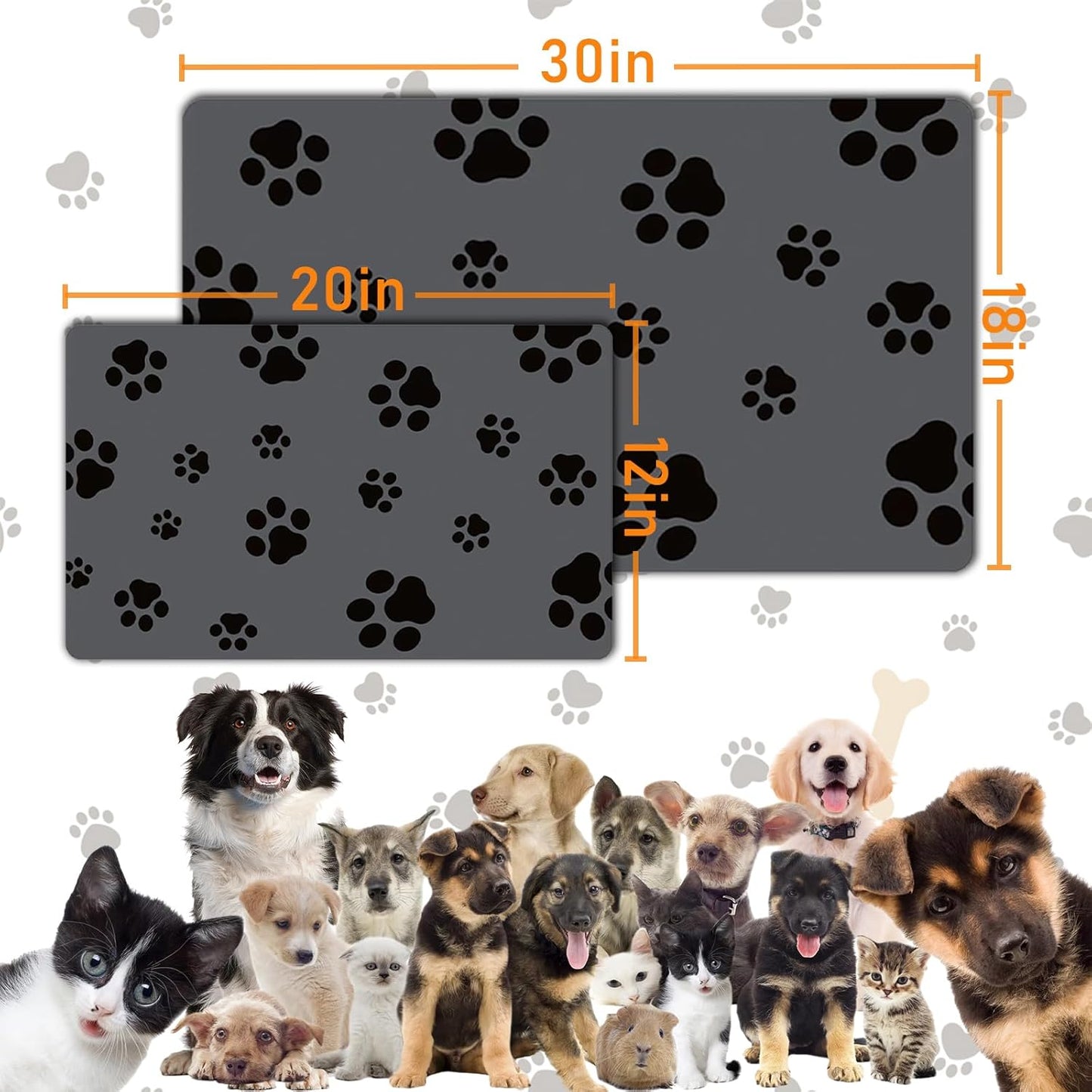 18"×30" Dog Food Mat-Absorbent Dog Mat for Food and Water