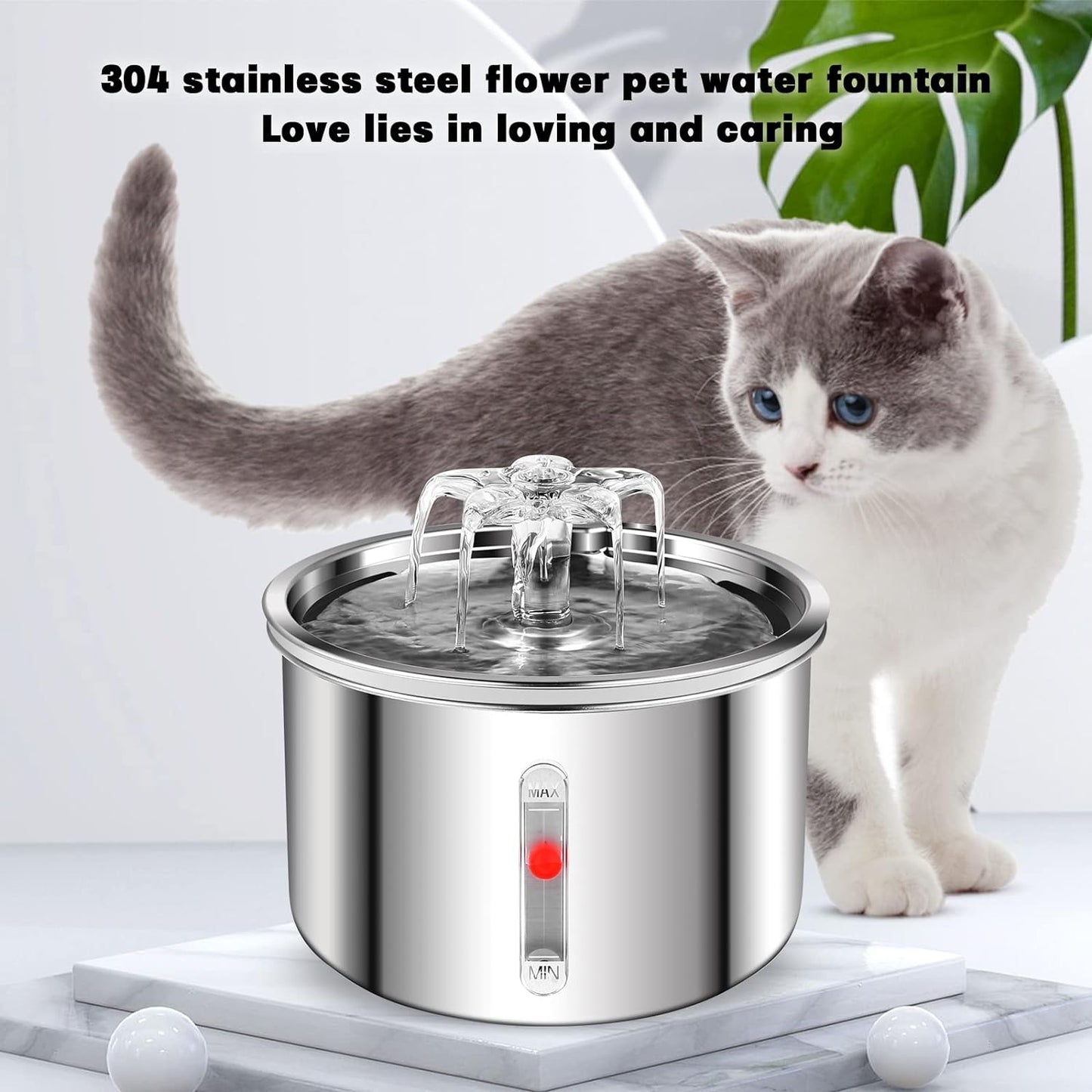 Cat Water Fountain Stainless Steel, 67oz/2L Dog Water Dispenser