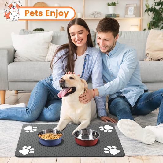 Pet Feeding Mat-Absorbent Pet Placemat for Food and Water Bowl