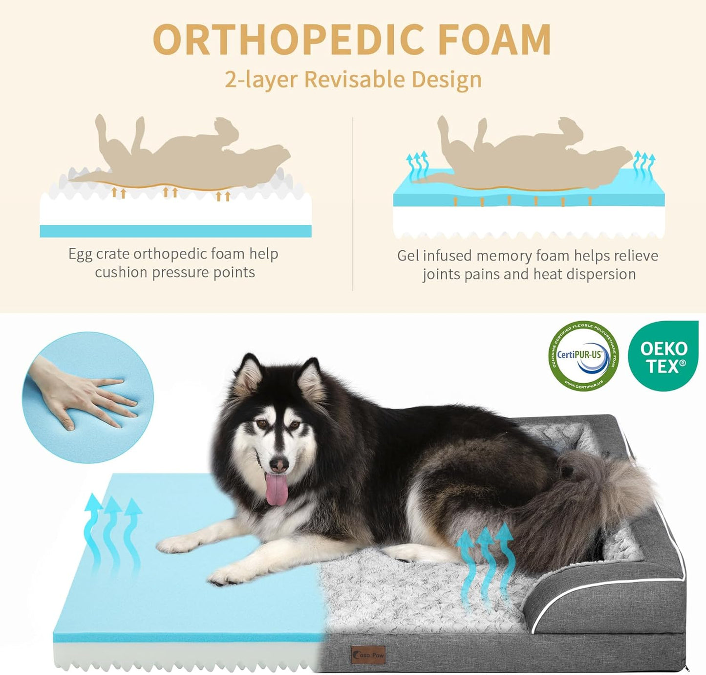 Memory Foam XL Dog Bed with Bolsters