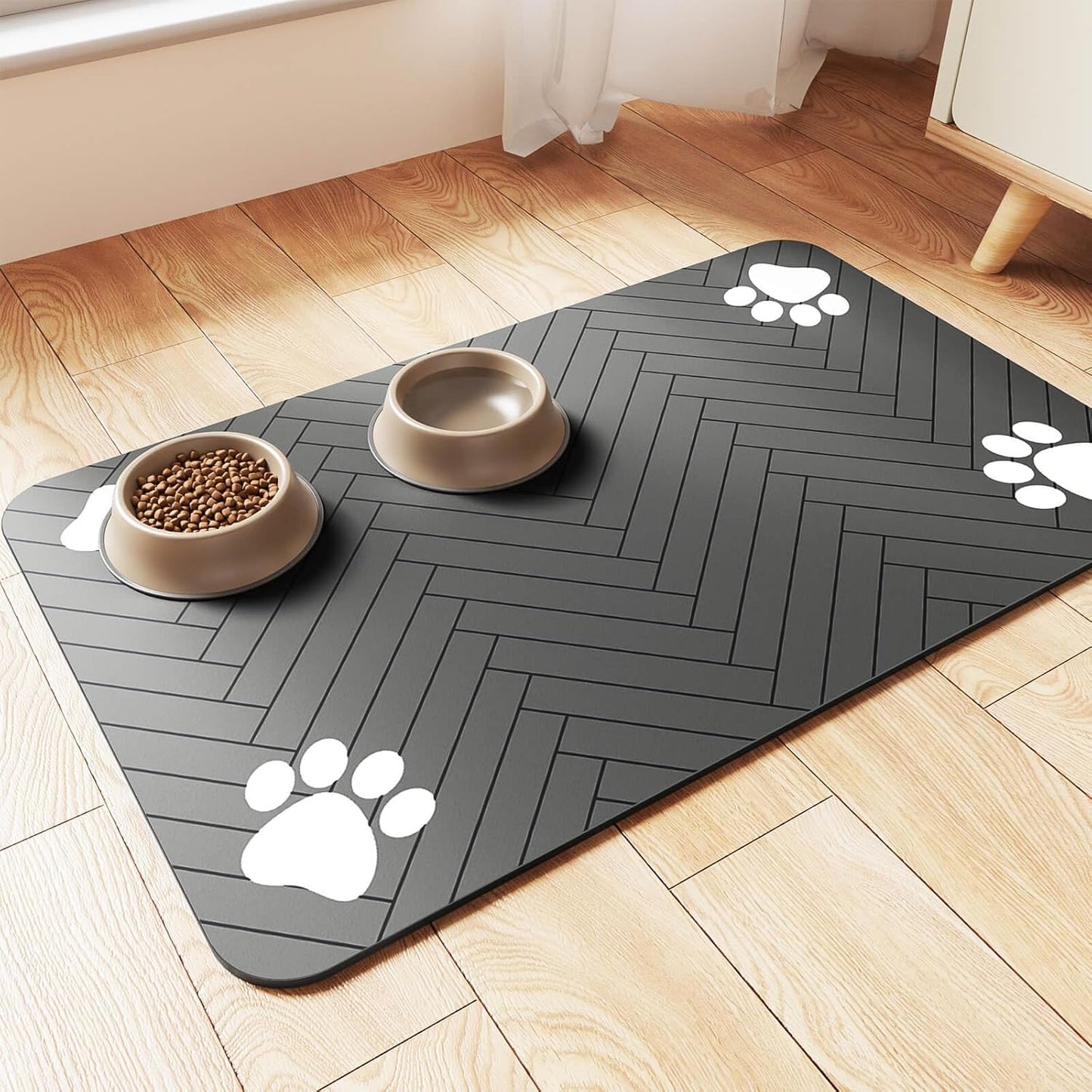 Pet Feeding Mat-Absorbent Pet Placemat for Food and Water Bowl