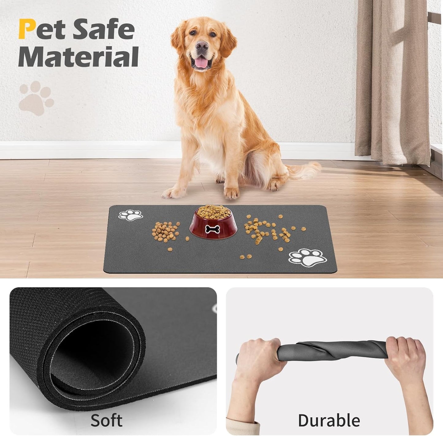 Pet Feeding Mat-Absorbent Dog Mat for Food and Water Bowl-Dog Accessories Pet Supplies