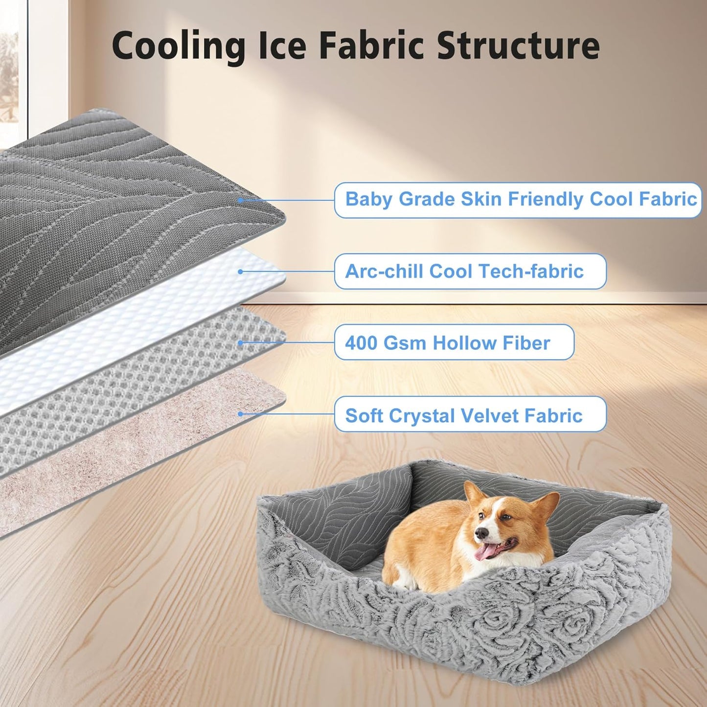 2 in 1 Dog Beds and Dog Cooling Bed for Large Medium Small Dogs